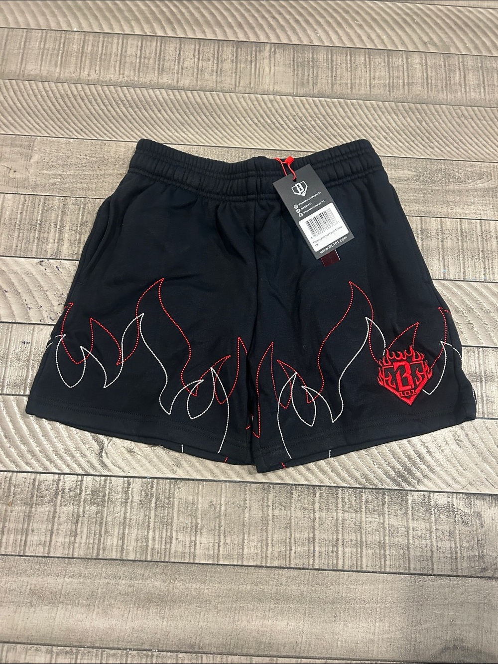 Kids Black Flame-Trim Casual Shorts